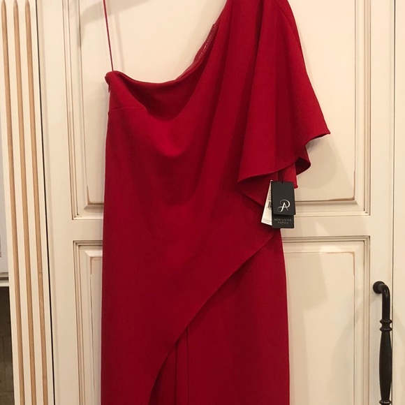 Adrianna Papell Dresses & Skirts - Adrianna Papell red one shoulder jumpsuit